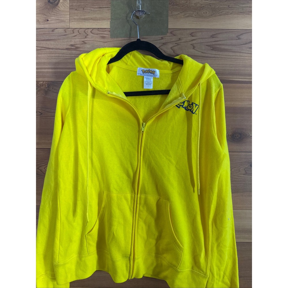 Pokemon Mens Yellow Full Zip Logo Hoodie Sweatshirt Large Nintendo 2016